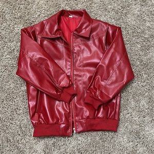 Red Faux Leather Jacket